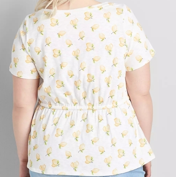 Lane Bryant Lemon Printed Waist Cinch Tee Top Blouse - Picture 8 of 8